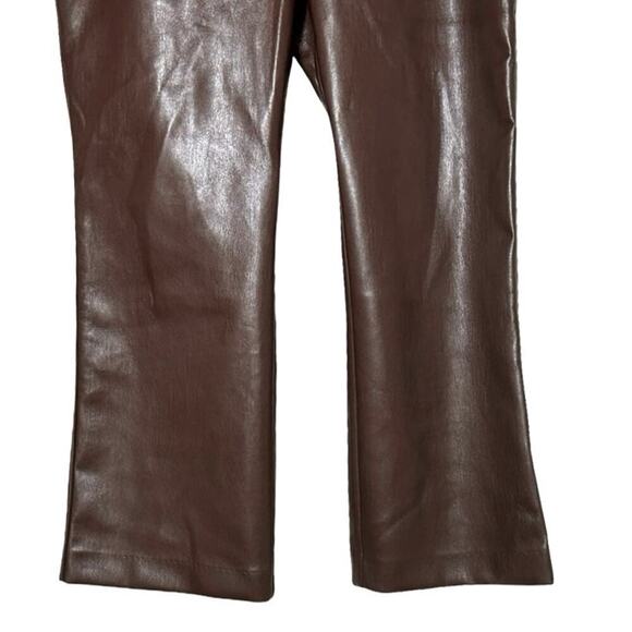 BabtonWomens Vegan Leather Flare Leg High Waisted Pants Brown Size 14 - Picture 6 of 7